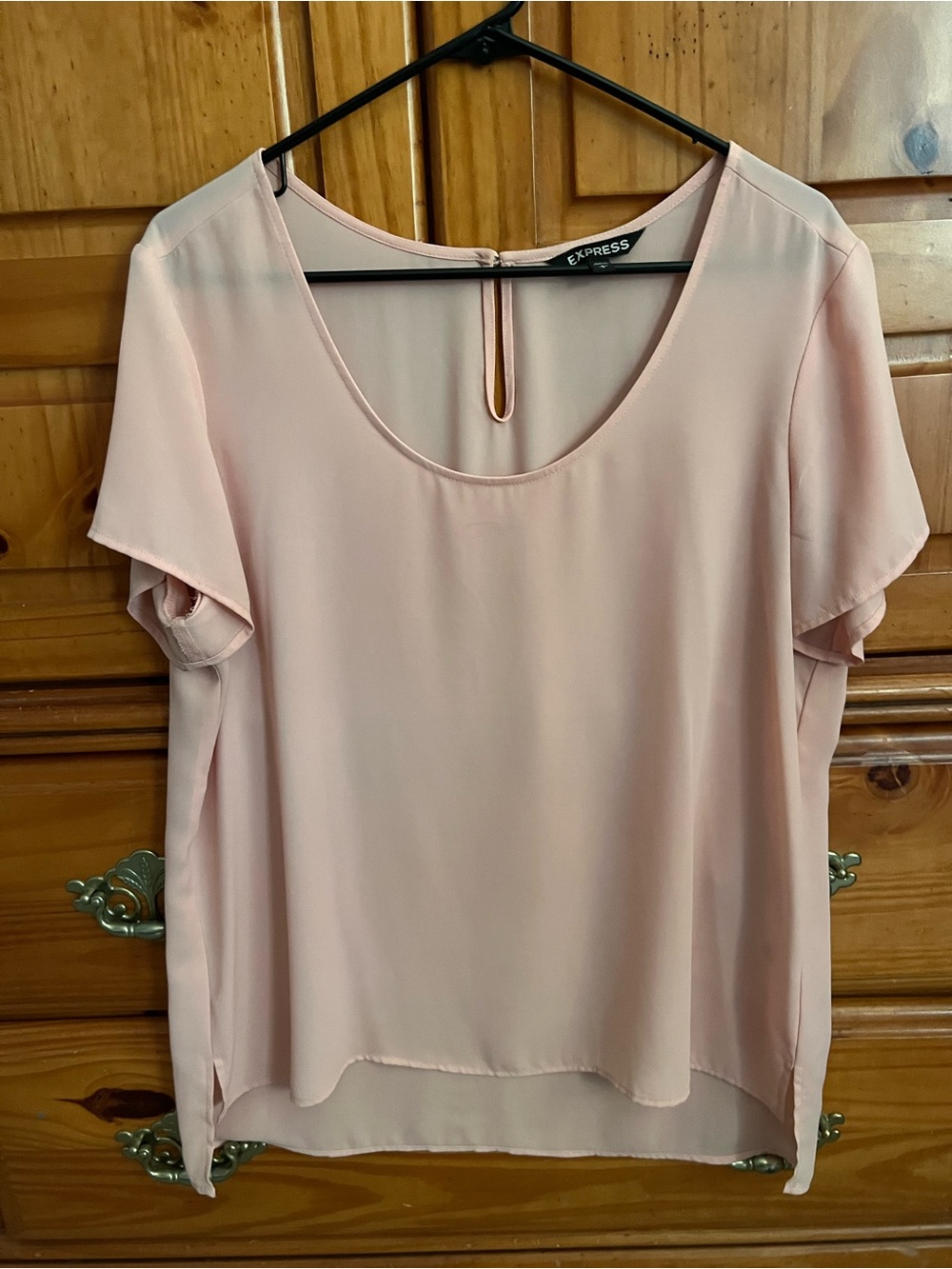 Express Blush Pink Scoop Neck Short Sleeve Top